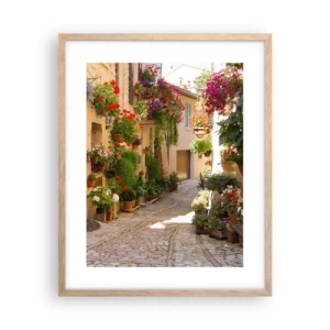 Póster en marco roble claro - En un torrente de flores - 40x50 cm