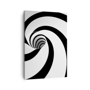 Cuadro sobre lienzo - Impresión de Imagen - Espiral abstracta en blanco y negro con efecto de remolino - 70x100cm - ¿Ceder al torbellino? - Decoración de pared moderna para salón y dormitorio ARTTOR