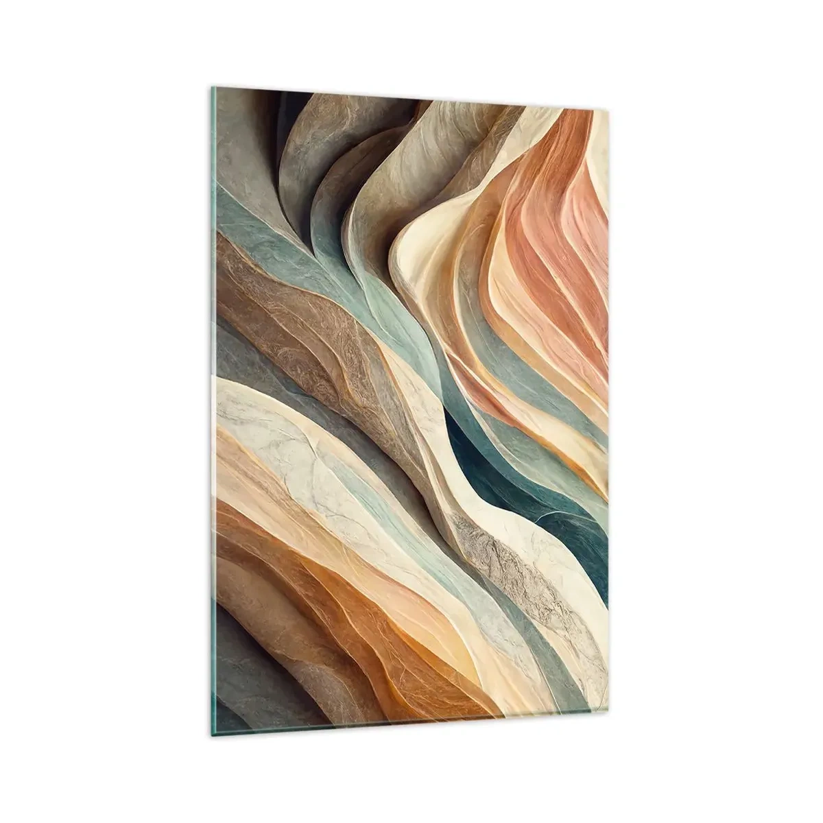 Cuadro sobre vidrio - Impresiones sobre Vidrio - Ondas abstractas en tonos pastel - 80x120cm - Momentos previos al cambio - Decoración de pared moderna para salón y dormitorio ARTTOR