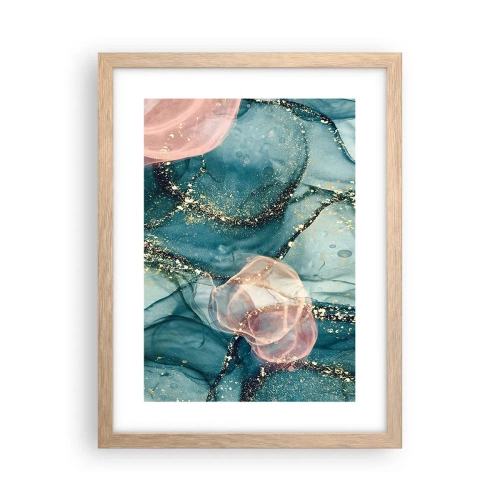 Póster en marco roble claro - Seda azul, tul rosa - 30x40 cm