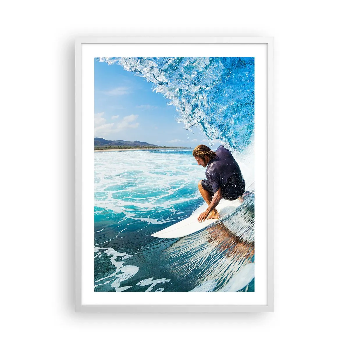 Póster en marco blanco - Bailando con las olas - 50x70 cm