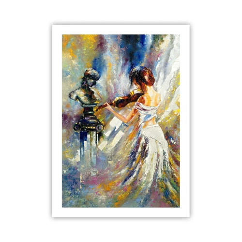 Póster - Escena abstracta de una mujer tocando el violín. - 50x70cm - Revivir con sentimiento - Decoración de pared moderna para salón y dormitorio ARTTOR