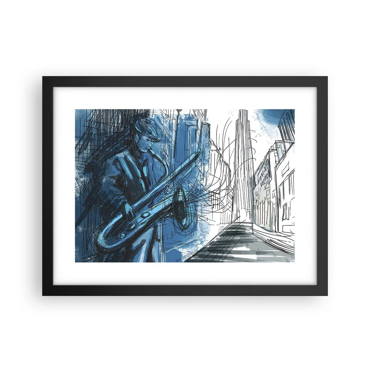 Póster en marco negro - Rapsodia urbana - 40x30 cm