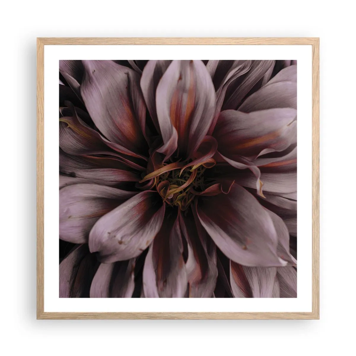 Póster en marco roble claro - Corazón floral - 60x60 cm