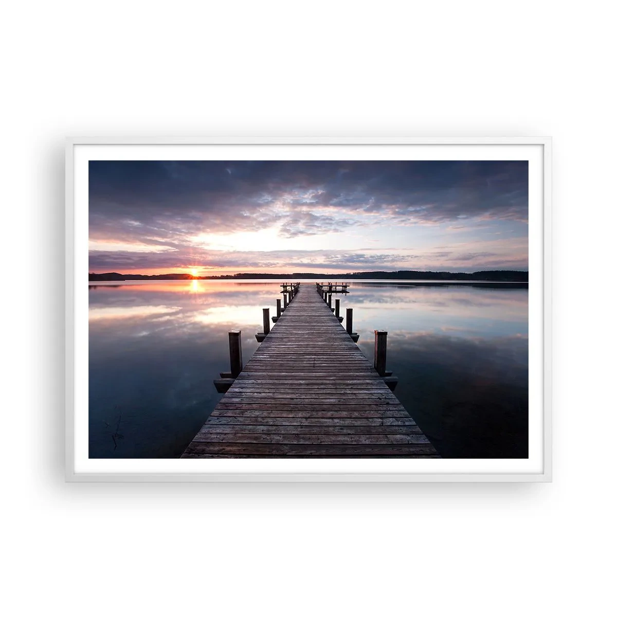 Póster en marco blanco - Frontera silenciosa del día y la noche - 100x70 cm