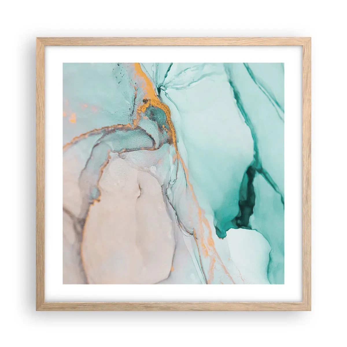 Póster en marco roble claro - Danza de formas y colores - 50x50 cm