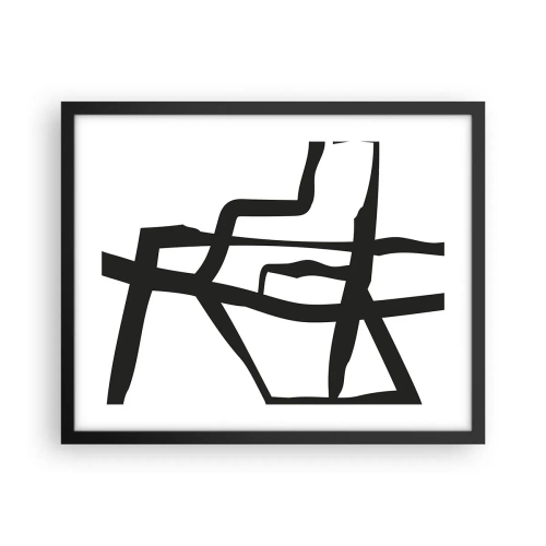 Póster en marco negro - Construcción en blanco y negro - 50x40 cm