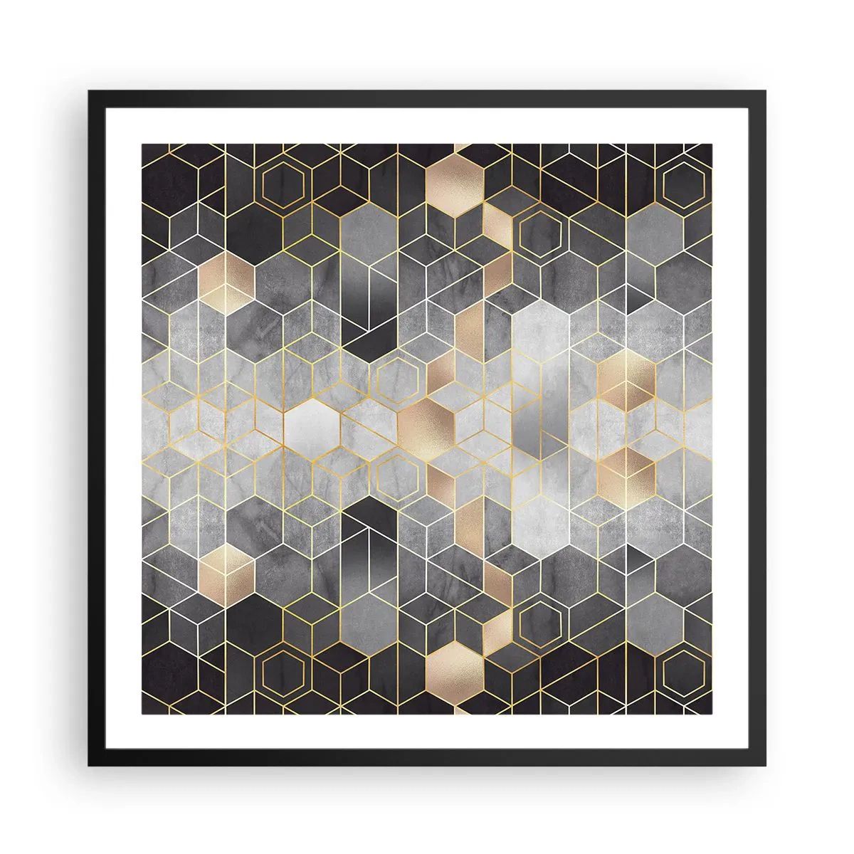 Póster en marco negro - Composición de diamantes - 60x60 cm