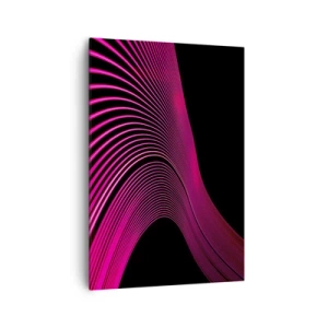 Cuadro sobre lienzo - Impresión de Imagen - Líneas futuristas en tonos rosa sobre fondo negro. - 70x100cm - Avenida de luz - Decoración de pared moderna para salón y dormitorio ARTTOR