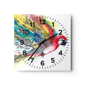 Reloj de pared - Reloj de vidrio - Vivir con colorido - 30x30 cm