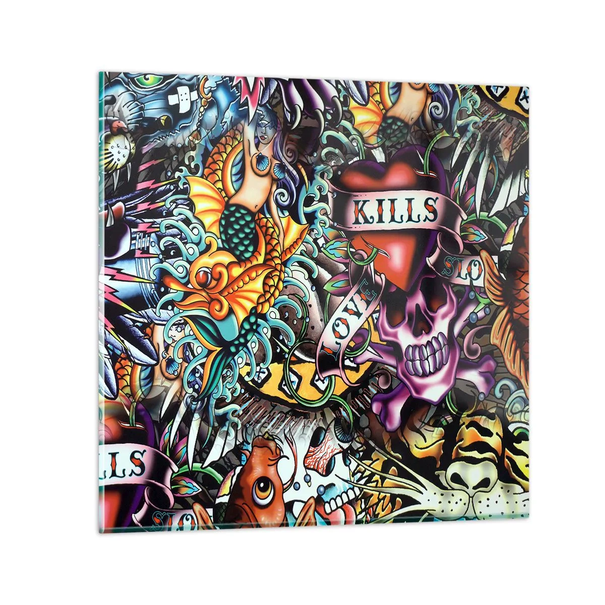 Cuadro sobre vidrio - Impresiones sobre Vidrio - El sueño de un tatuador - 50x50 cm