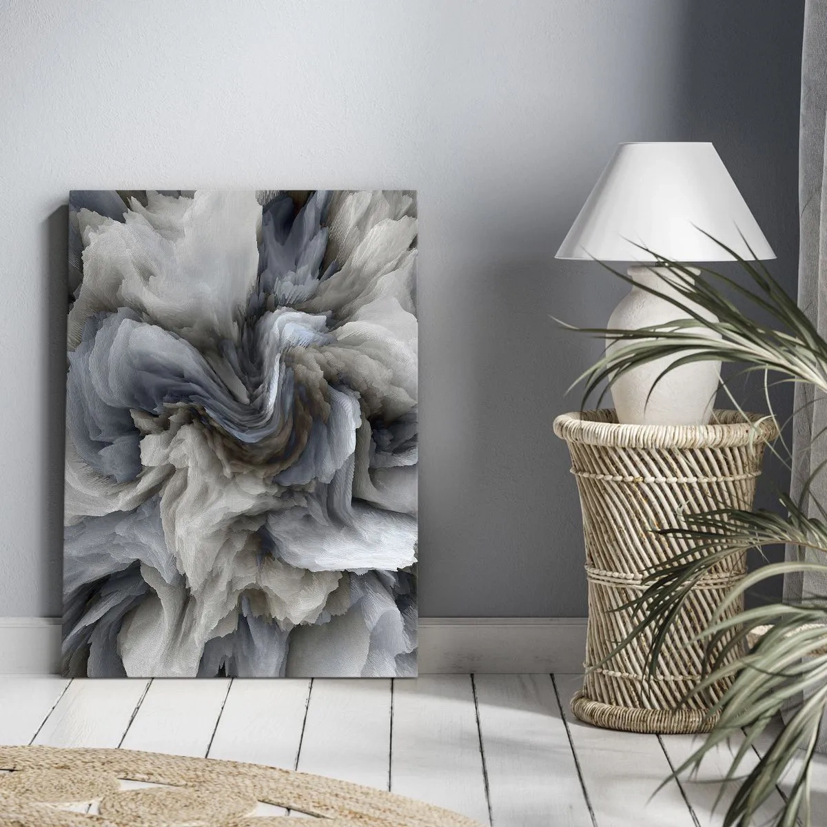 Cuadro sobre lienzo - Impresión de Imagen - Piedra y flor - 65x120 cm