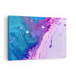 Cuadro sobre lienzo - Impresión de Imagen - Abstracción en colores púrpura y turquesa inspirada en contrastes - 120x80cm - Yin y yang - Decoración de pared moderna para salón y dormitorio ARTTOR