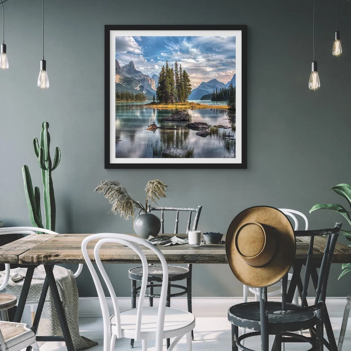 Póster en marco negro - Sobre el agua cristalina... - 40x40 cm