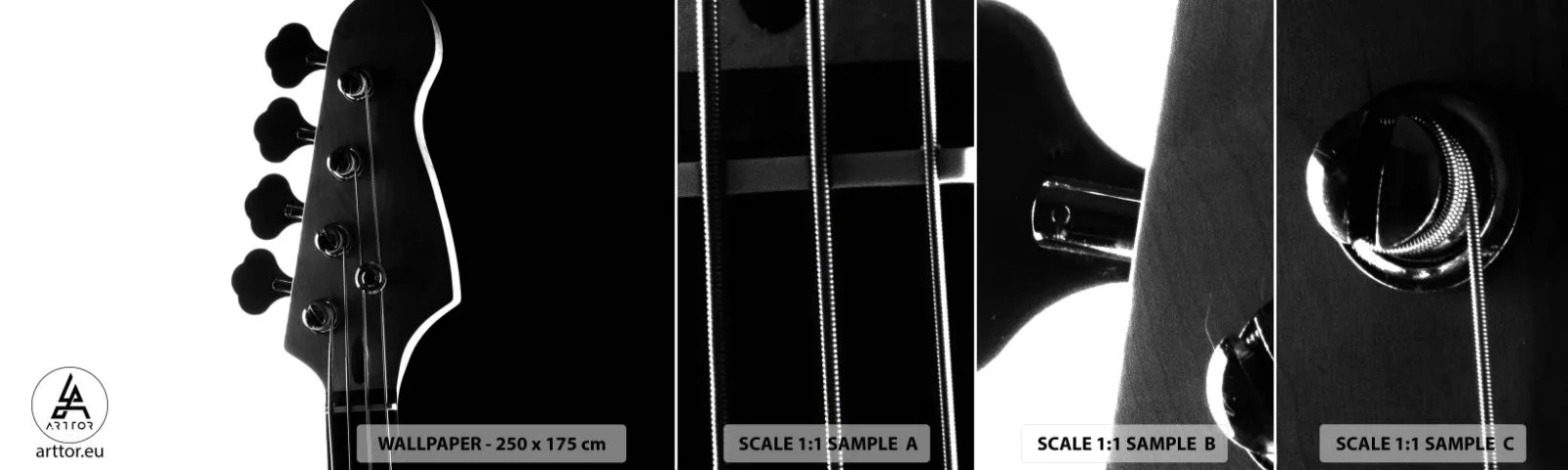 Muestra De Fotomural Standard Eco - Silencio musical - Guitarra, Música, Moderno - 100x30 cm