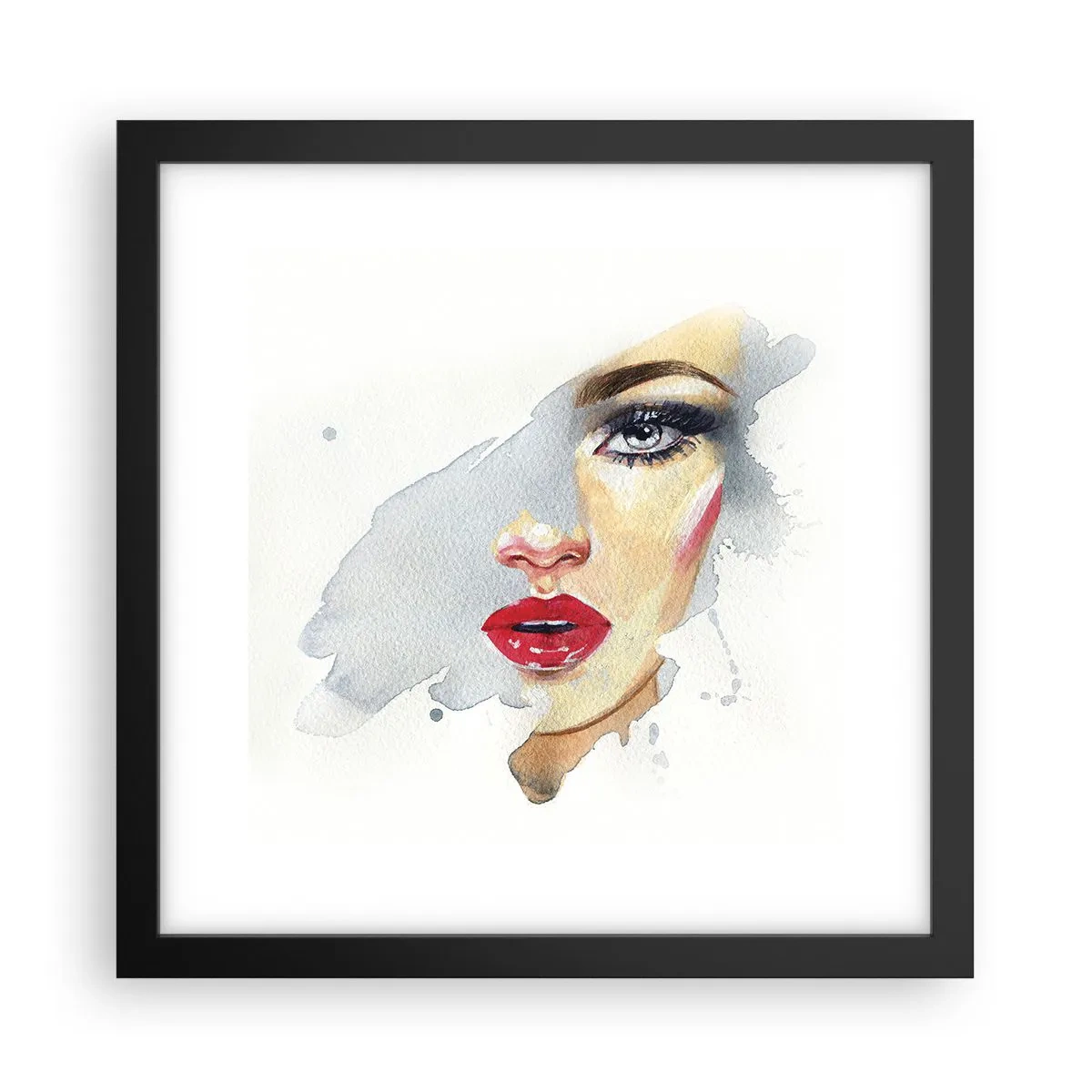 Póster en marco negro - Reflejo en una gota de agua - 30x30 cm