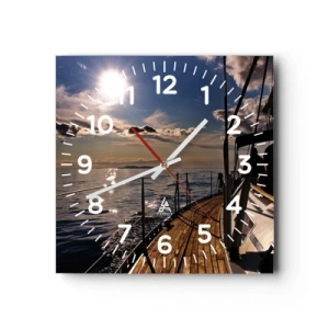 Reloj de pared - Reloj de vidrio - Bajo las velas hacia el sol - 40x40 cm