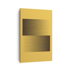 Cuadro sobre lienzo - Impresión de Imagen - Líneas negras verticales sobre un fondo amarillo - 80x120cm - Cuadrado de opuestos - Decoración de pared moderna para salón y dormitorio ARTTOR
