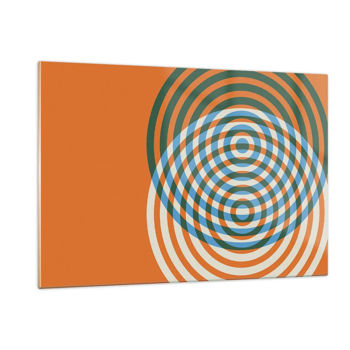 Cuadro sobre vidrio - Impresiones sobre Vidrio - Gráfico geométrico abstracto con círculos concéntricos - 120x80cm - Círculos y abstracción - Decoración de pared moderna para salón y dormitorio ARTTOR