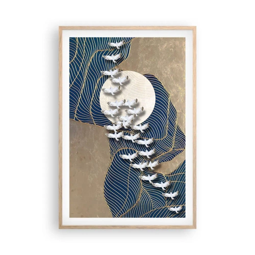 Póster en marco roble claro - Libertad en bandada comunidad - 61x91 cm