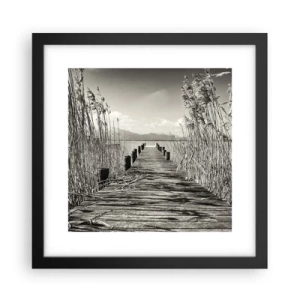 Póster en marco negro - En la quietud de los juncos - 30x30 cm
