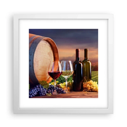 Póster en marco blanco - Aquí la vida tiene un sabor - 30x30 cm