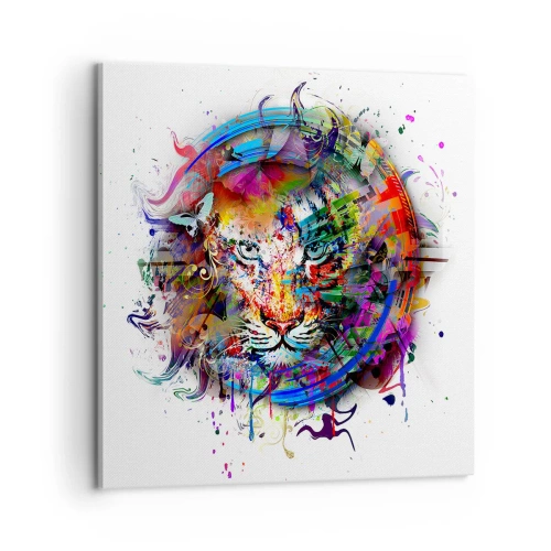 Cuadro sobre lienzo - Impresión de Imagen - Al acecho tras la cortina arco iris - 60x60 cm