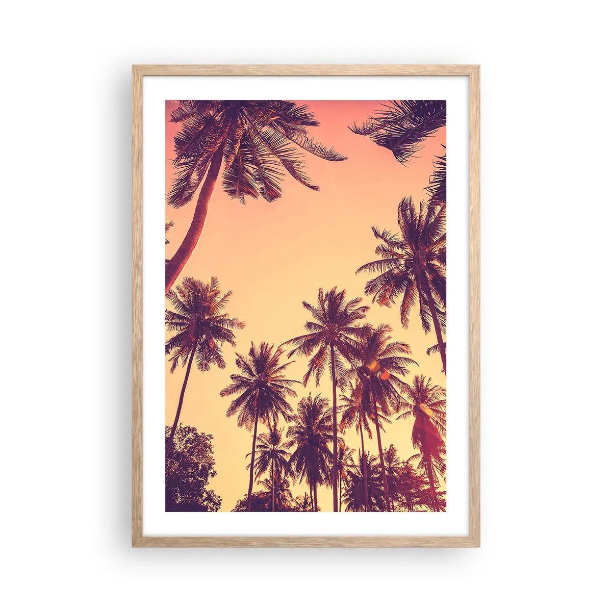 Póster en marco roble claro - Variante tropical - 50x70 cm