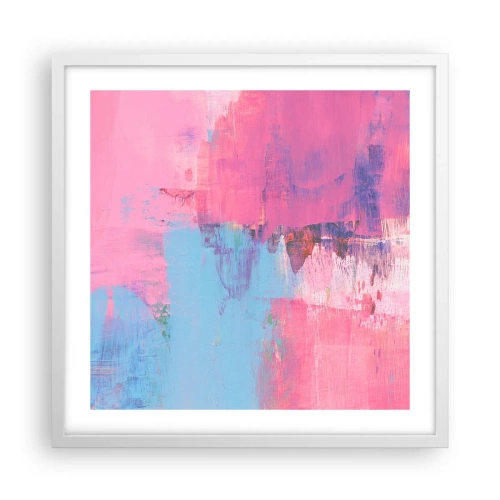 Póster en marco blanco - Rosa, azul y una pizca de luz - 50x50 cm