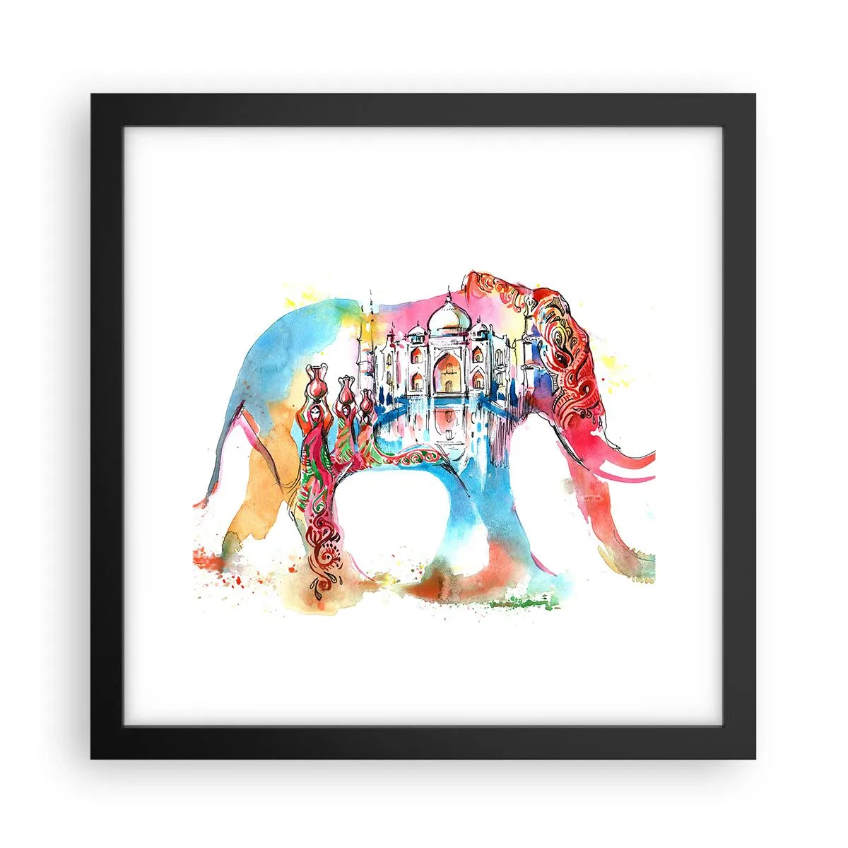 Póster en marco negro - India: el aura del amor - 30x30 cm