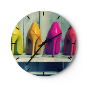 Reloj de pared - Reloj de vidrio - Caminando sobre un arco iris - 40x40 cm