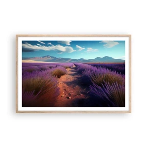 Póster en marco roble claro - Campos fragantes - 91x61 cm