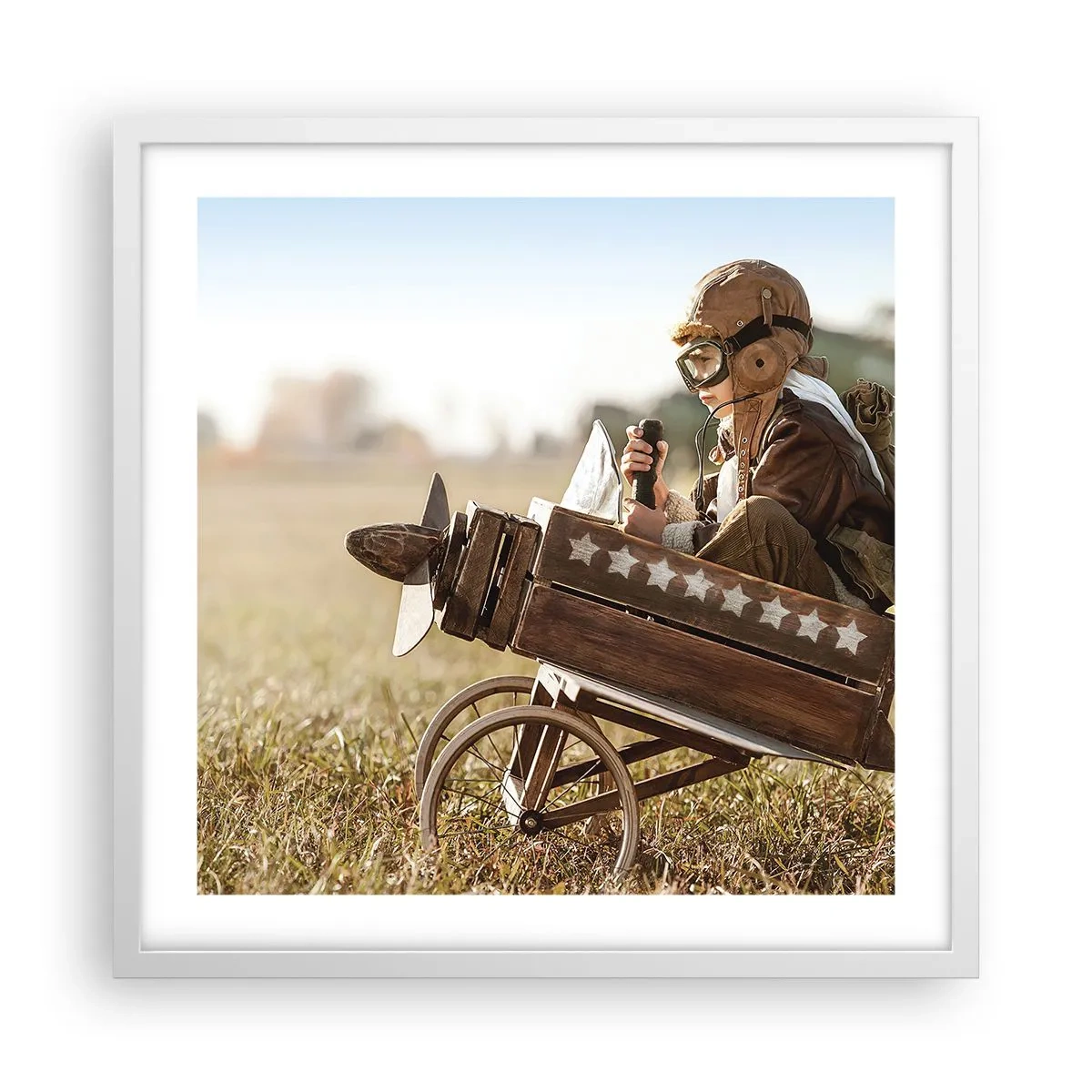 Póster en marco blanco - Despegue hacia un sueño - 50x50 cm