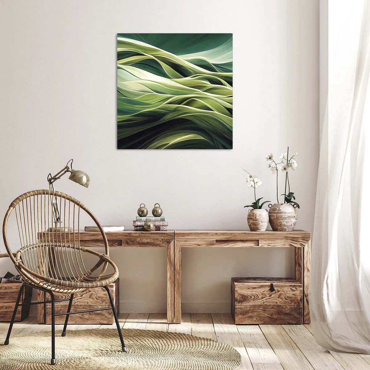 Cuadro sobre lienzo - Impresión de Imagen - Un juego abstracto de color verde - 30x30 cm