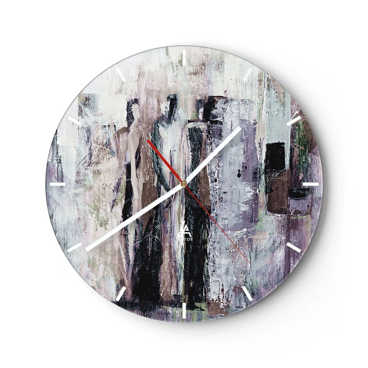 Reloj de pared - Reloj de vidrio - Figuras abstractas en una paleta de colores discretos - 30x30cm - El trío misterioso - Decoración de pared moderna para salón, cocina y dormitorio ARTTOR