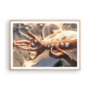 Póster en marco roble claro - La belleza al alcance de la mano - 100x70 cm