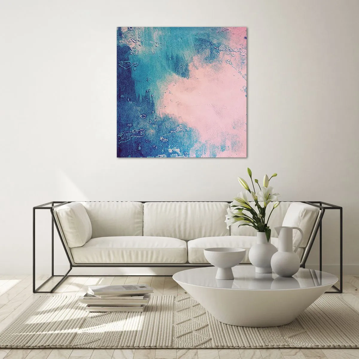 Cuadro sobre vidrio - Impresiones sobre Vidrio - Abrazo azul - 70x70 cm