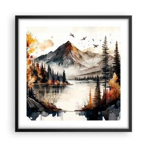 Póster en marco negro - Otoño dorado en las montañas - 50x50 cm