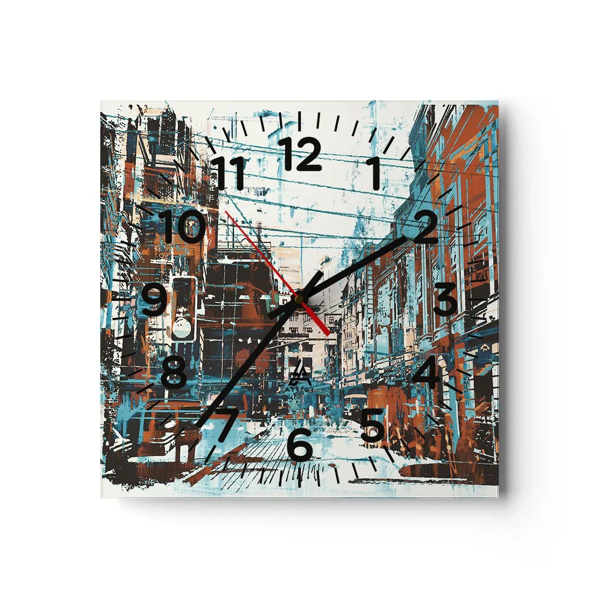 Reloj de pared - Reloj de vidrio - El sendero de la ciudad - 40x40 cm