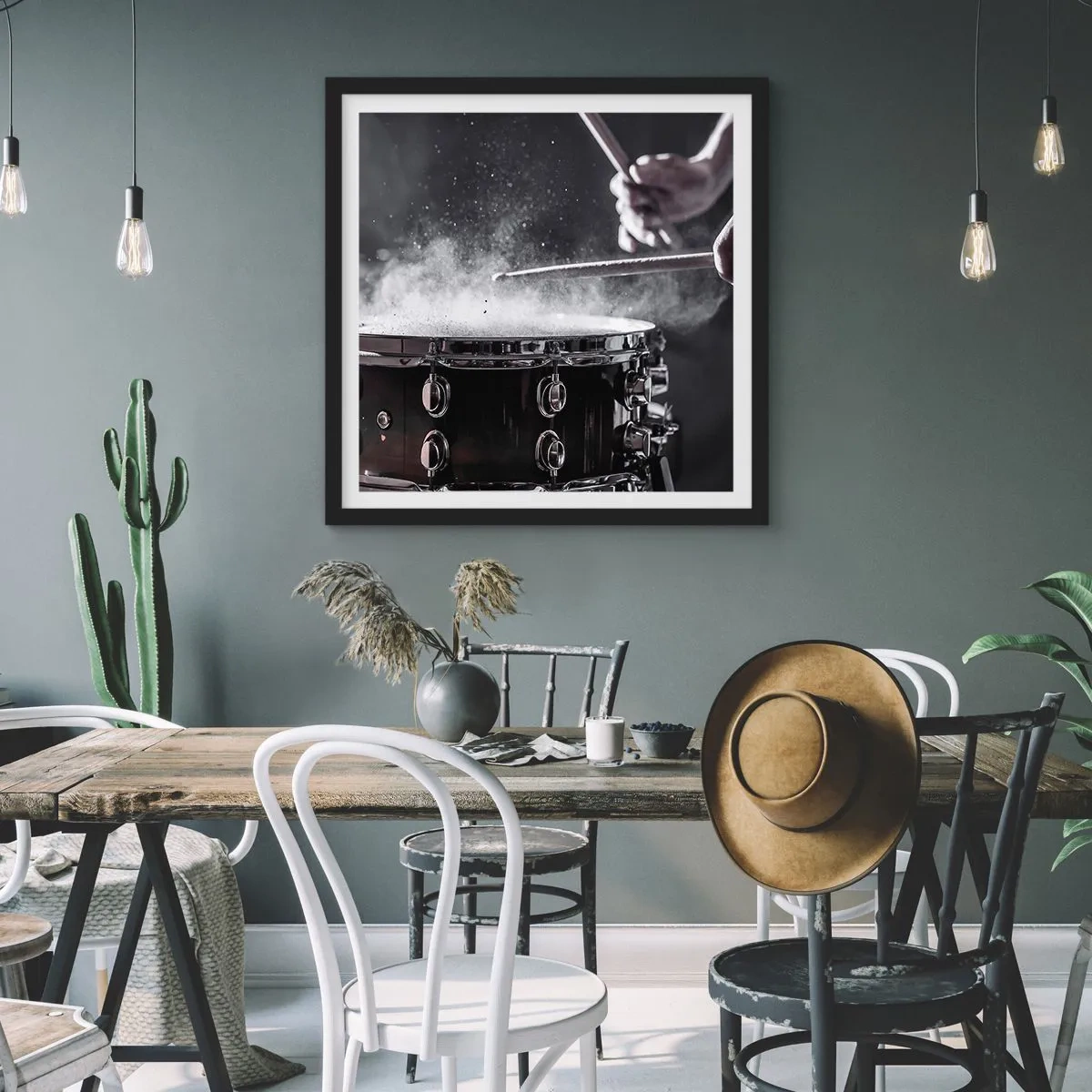 Póster en marco negro - El pulso de la música - 50x50 cm