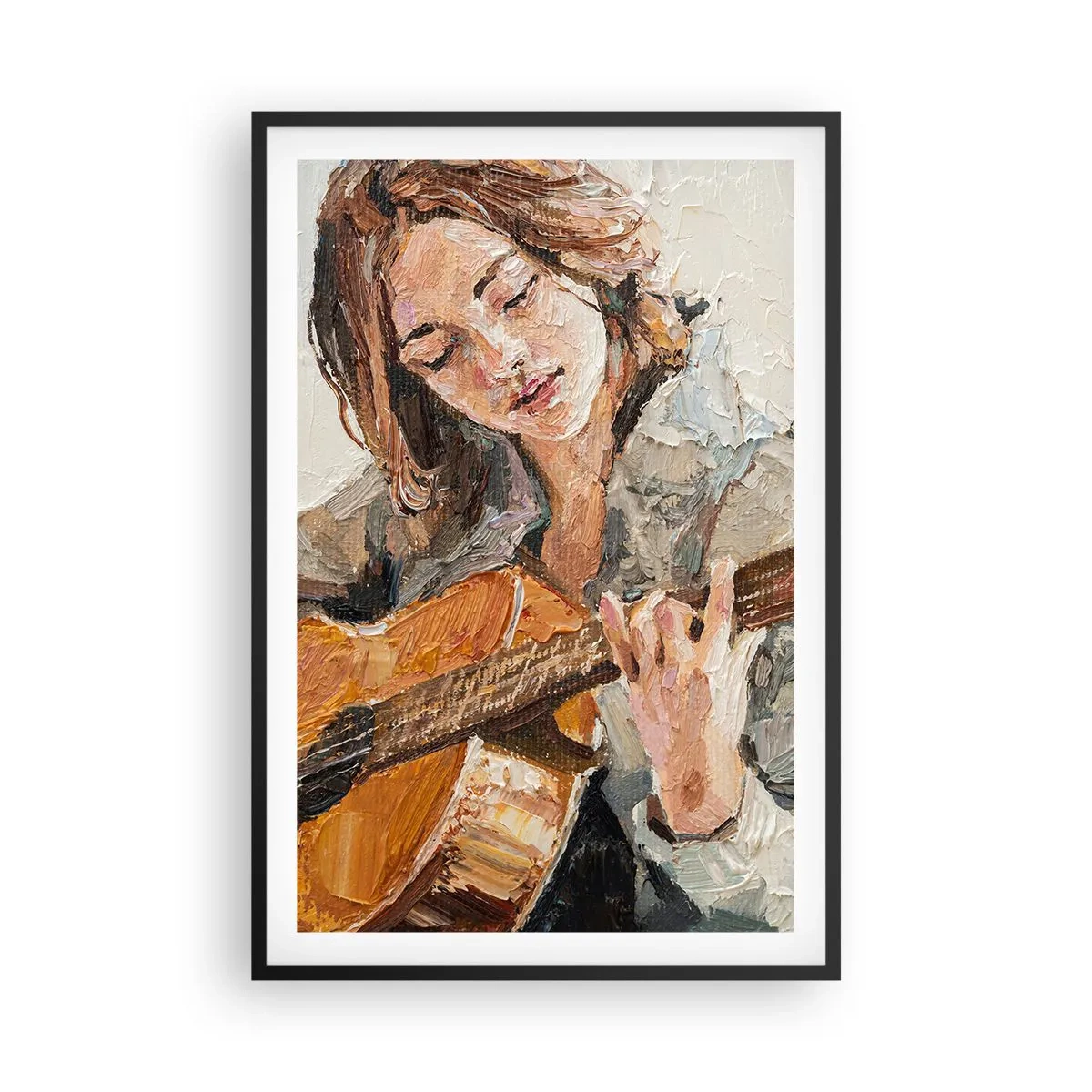 Póster en marco negro - Concierto de guitarra y corazón joven - 61x91 cm