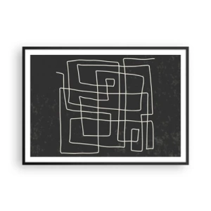 Póster en marco negro - Patrón geométrico abstracto sobre un fondo oscuro - 100x70cm - No es tan sencillo - Decoración de pared moderna para salón y dormitorio ARTTOR
