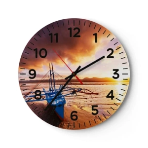 Reloj de pared - Reloj de vidrio - Después de un largo día, relájate en la arena - 30x30 cm