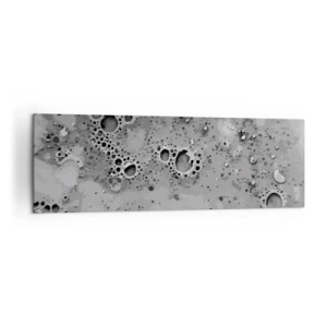 Cuadro sobre lienzo - Impresión de Imagen - Patrón abstracto de burbujas en blanco y negro - 160x50cm - Como un paisaje lunar - Decoración de pared moderna para salón y dormitorio ARTTOR