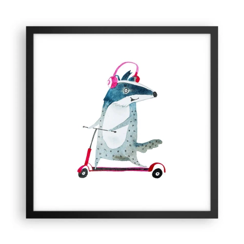 Póster en marco negro - Alegrías de tejón - 40x40 cm