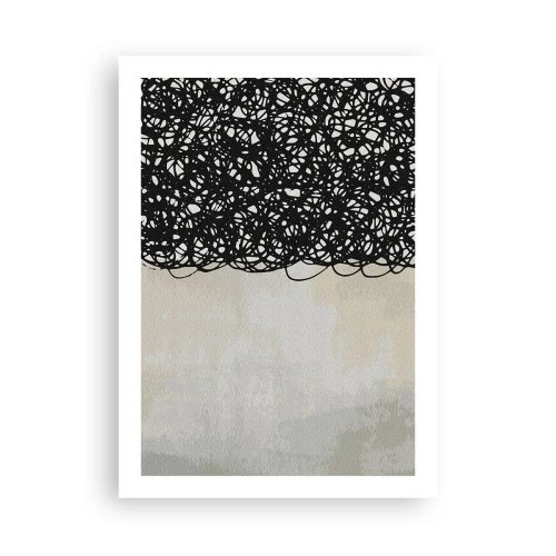Póster - Composición abstracta con líneas negras sobre un fondo claro. - 50x70cm - Una abstracción arremolinada - Decoración de pared moderna para salón y dormitorio ARTTOR