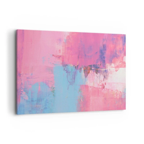 Cuadro sobre lienzo - Impresión de Imagen - Composición abstracta en rosa y azul. - 120x80cm - Rosa, azul y una pizca de luz - Decoración de pared moderna para salón y dormitorio ARTTOR