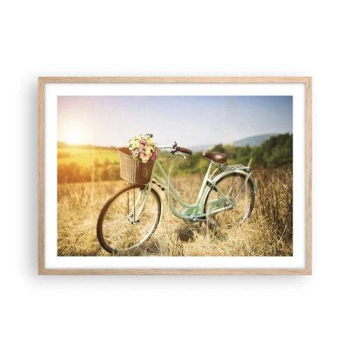 Póster en marco roble claro - Me quedaré aquí un tiempo - 70x50 cm