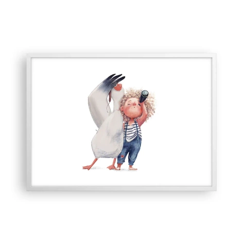 Póster en marco blanco - Un plan para un gran viaje - 70x50 cm