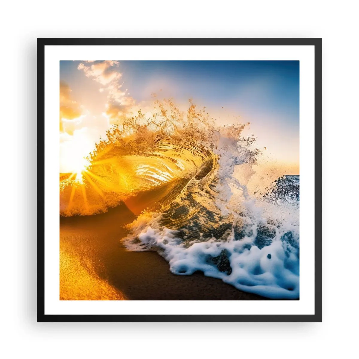 Póster en marco negro - Jugando en la arena - 60x60 cm